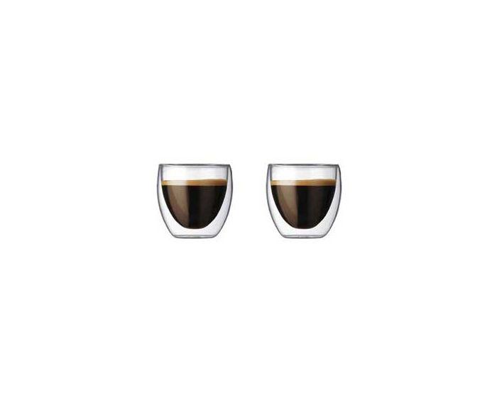 Bodum Pavina Double Wall Espresso Glass 8 CL 6-Pcs - Espresso Cups Clear - 4557-10-12