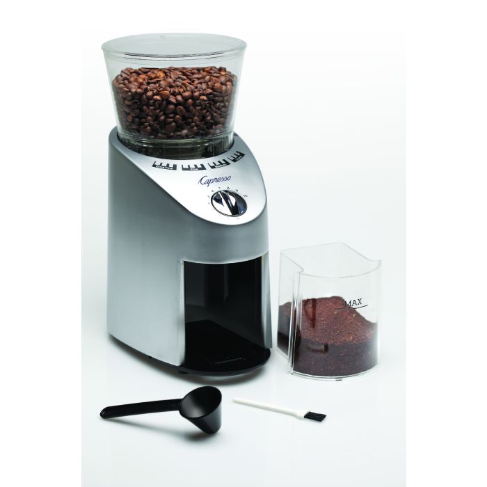 Capresso Infinity Conical Burr Grinder, See-through bean container holds up  to 8.8 oz of beans