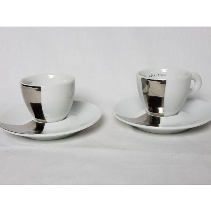 ILLY COFFEE CAPPUCCINO CUPS & SAUCERS - WHITE PORCELAIN - ITALY - SET OF 2